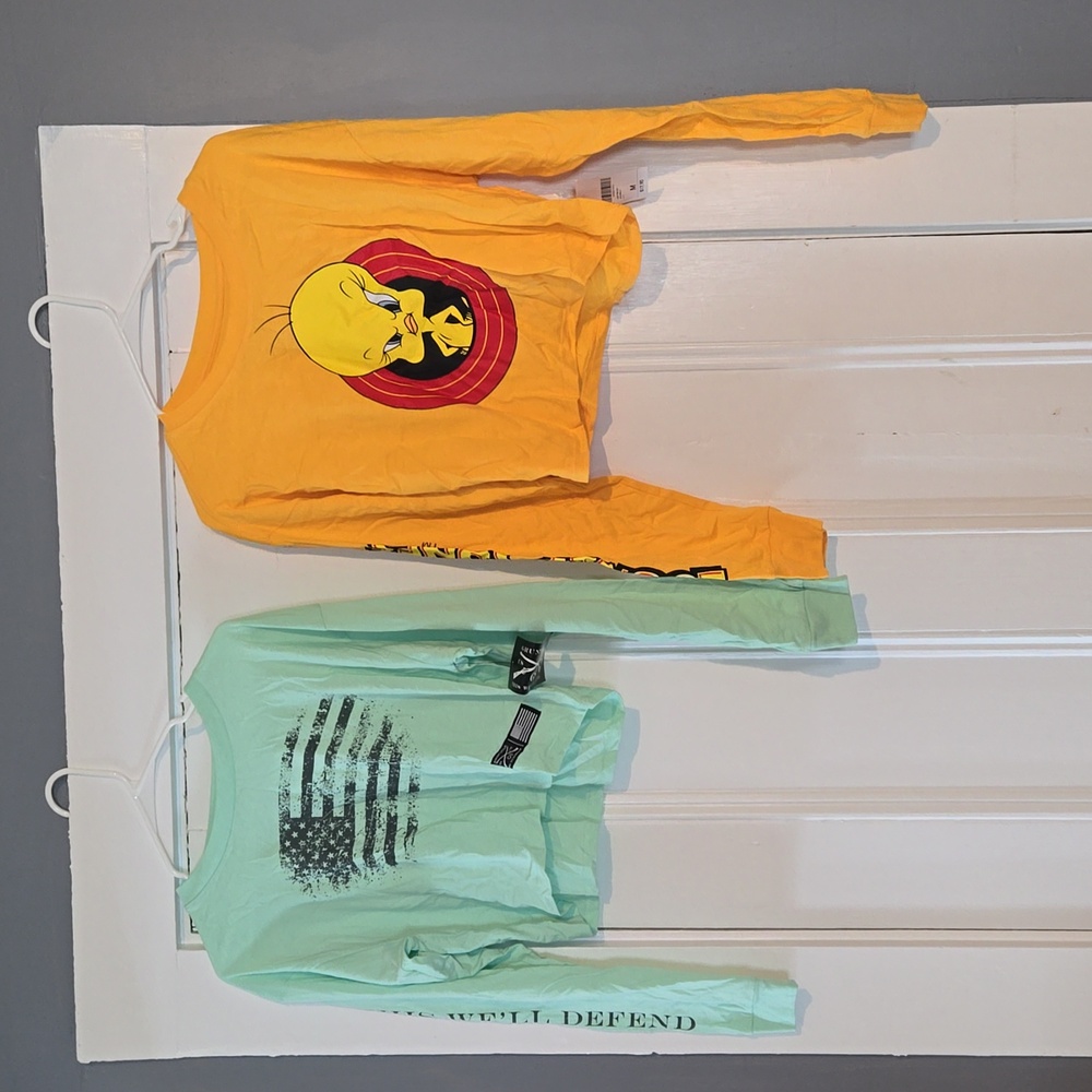 2 long sleeve crop tops